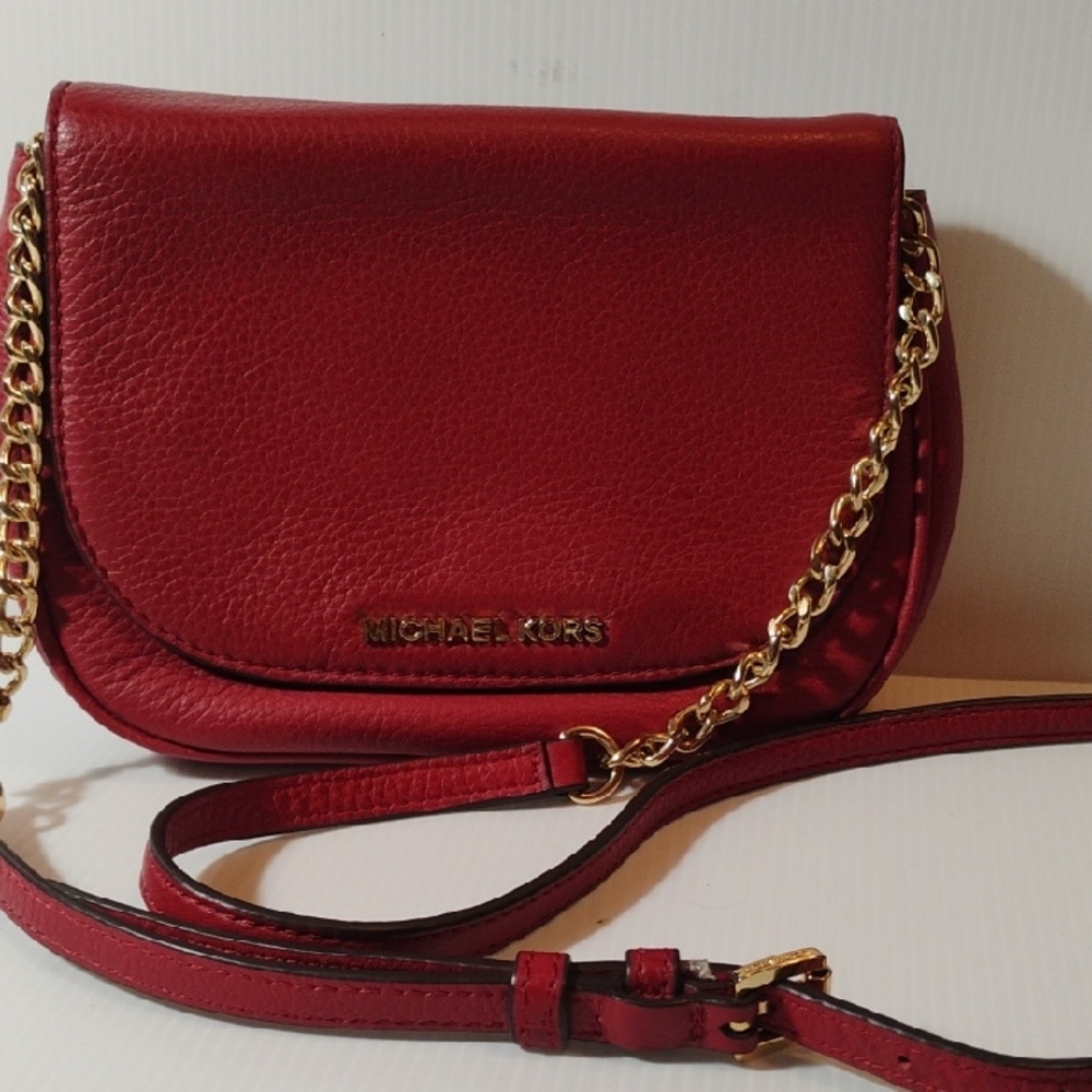 Michael Kors Red Leather Crossbody Bag